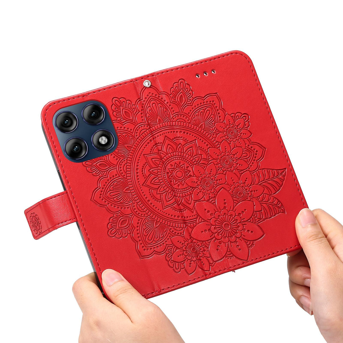 For Motorola Edge 70 Pro 5G Seven-petal Flowers Embossing Leather Phone Case - Red - EDA007600918D