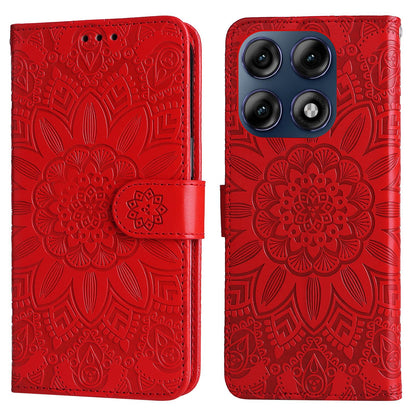 For Motorola Edge 70 Pro 5G Embossed Sunflower Leather Phone Case - Red - EDA007601618A