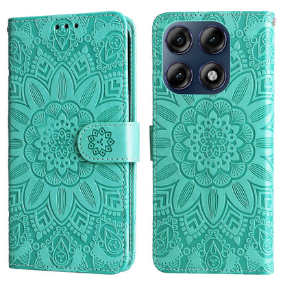 For Motorola Edge 70 Pro 5G Embossed Sunflower Leather Phone Case - Green - EDA007601618D