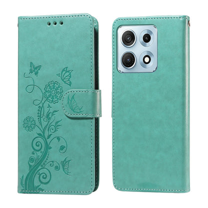 For Motorola Edge 70 Max 5G Embossed Butterfly Flowers Leather Phone Case - Green - EDA007602521C