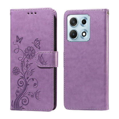 For Motorola Edge 70 Max 5G Embossed Butterfly Flowers Leather Phone Case - Purple - EDA007602521D