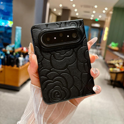 For Huawei Pura X Max Impression Camellia Pattern Protective Phone Case - Black - EDA007634106C