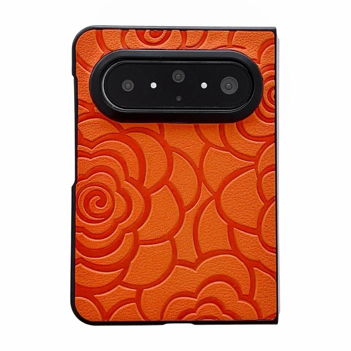 For Huawei Pura X Max Impression Camellia Pattern Protective Phone Case - Orange - EDA007634106D