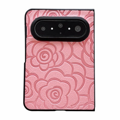 For Huawei Pura X Max Impression Camellia Pattern Protective Phone Case - Pink - EDA007634106E