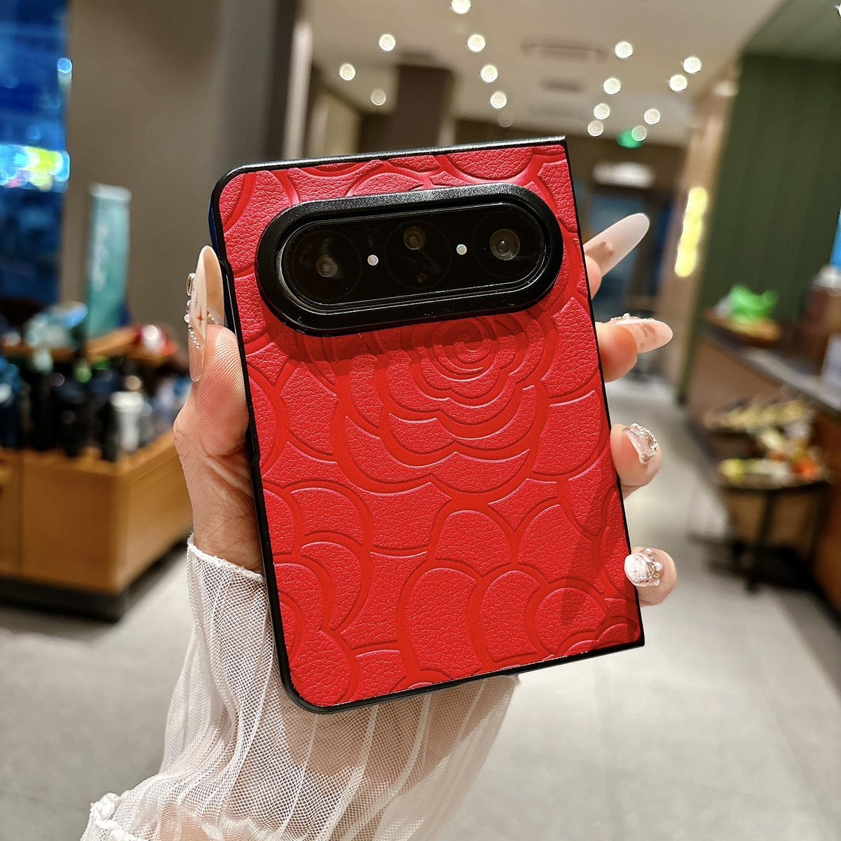 For Huawei Pura X Max Impression Camellia Pattern Protective Phone Case - Red - EDA007634106F