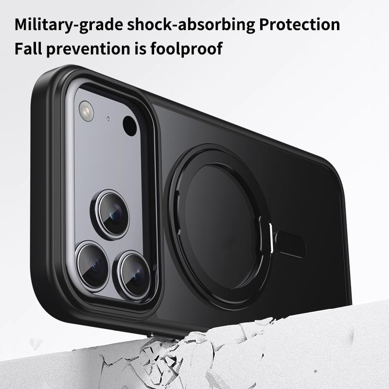 For iPhone 17 Pro Max Frosted 360 Degree MagSafe Magnetic Holder Phone Case(Light Blue)