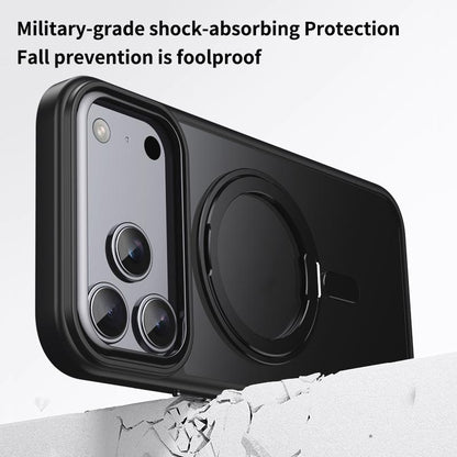 For iPhone 17 Pro Max Frosted 360 Degree MagSafe Magnetic Holder Phone Case(Light Blue)