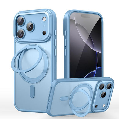For iPhone 18 Pro Frosted 360 Degree MagSafe Magnetic Holder Phone Case(Light Blue)