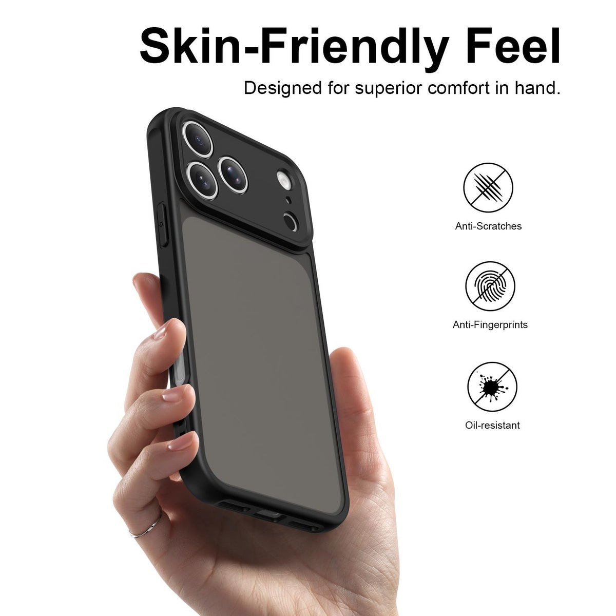 For iPhone 18 Pro Max Fan Dun Series TPU Hybrid PC Frosted Phone Case - Black - EDA007683429A