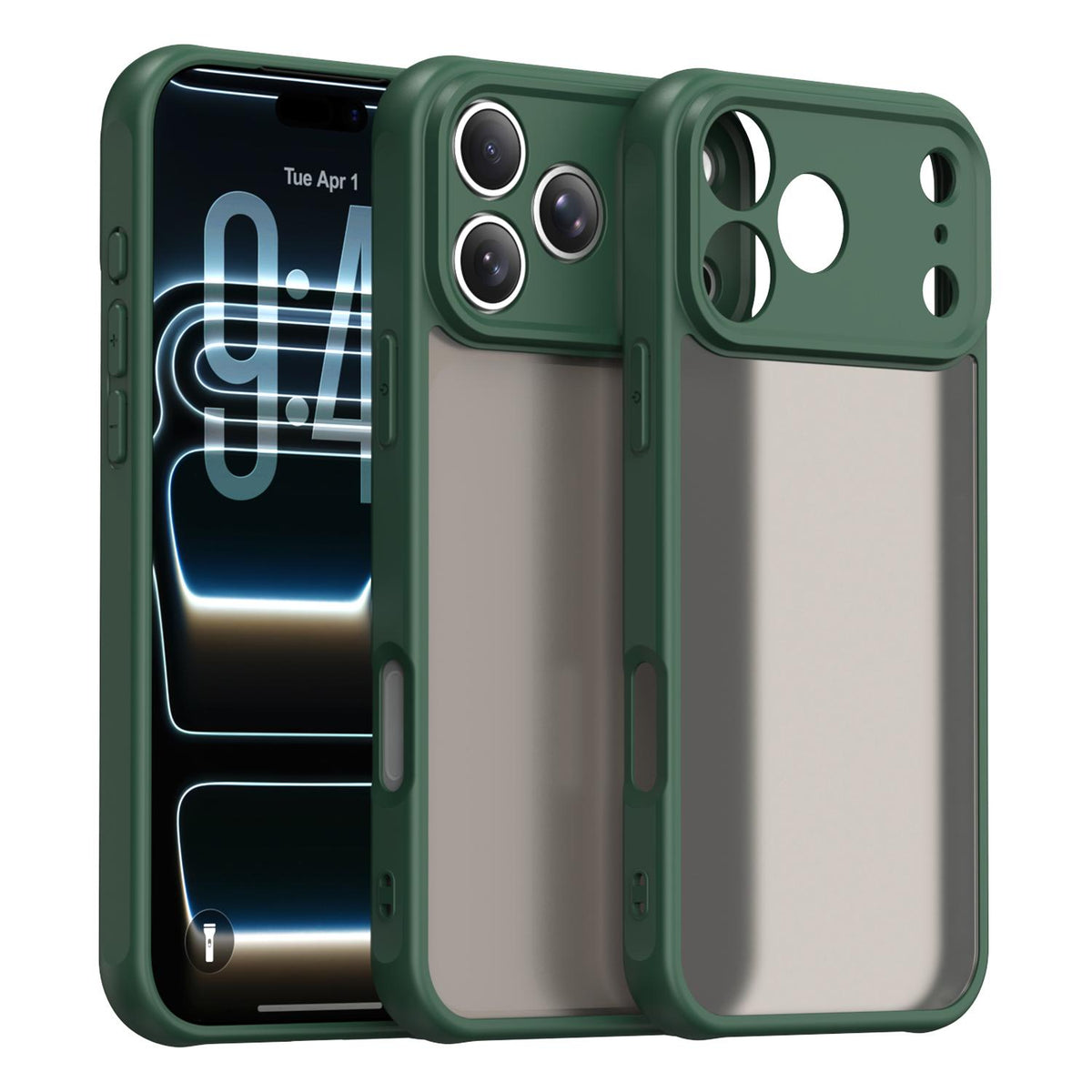 For iPhone 18 Pro Max Fan Dun Series TPU Hybrid PC Frosted Phone Case - Green - EDA007683429C