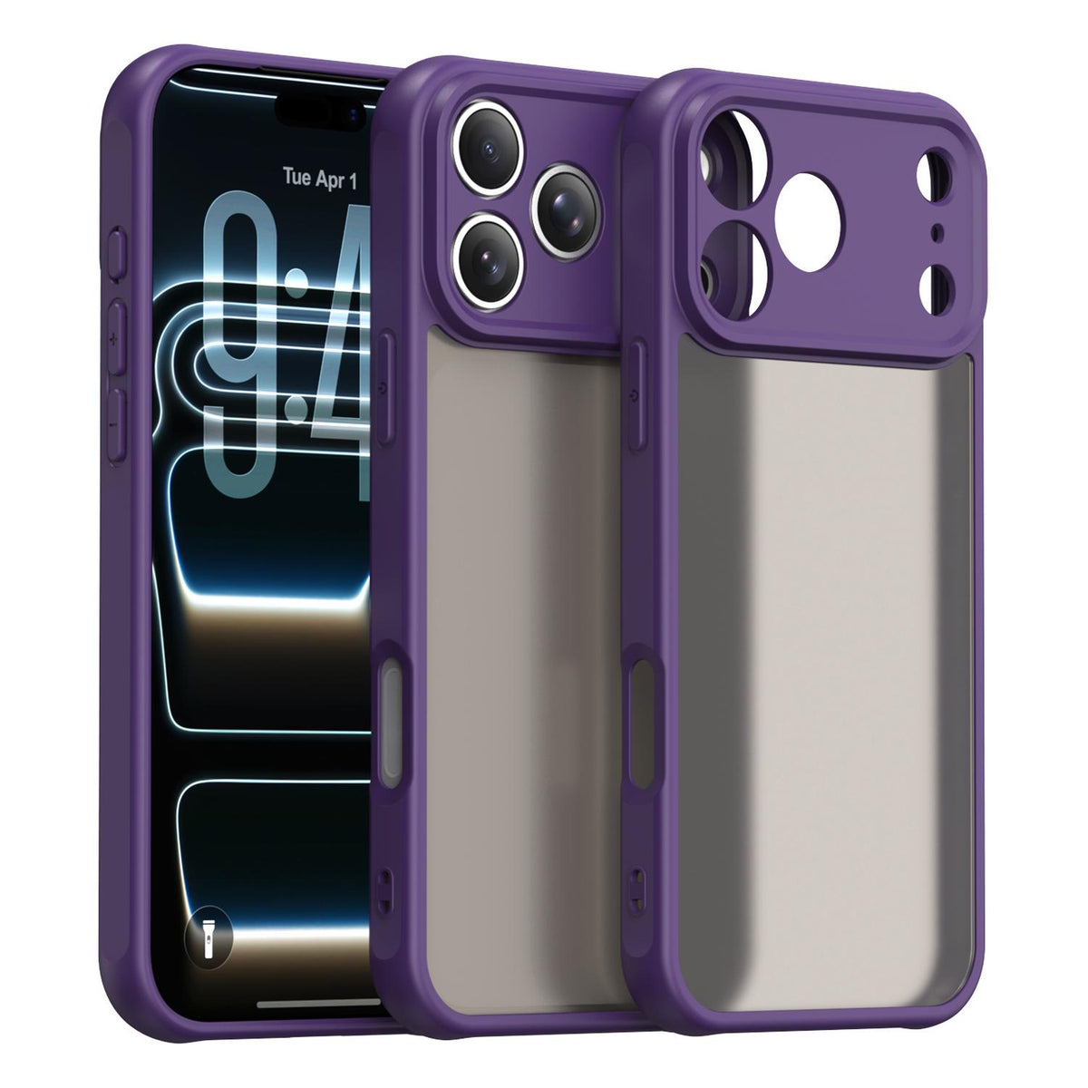 For iPhone 18 Pro Max Fan Dun Series TPU Hybrid PC Frosted Phone Case - Purple - EDA007683429D