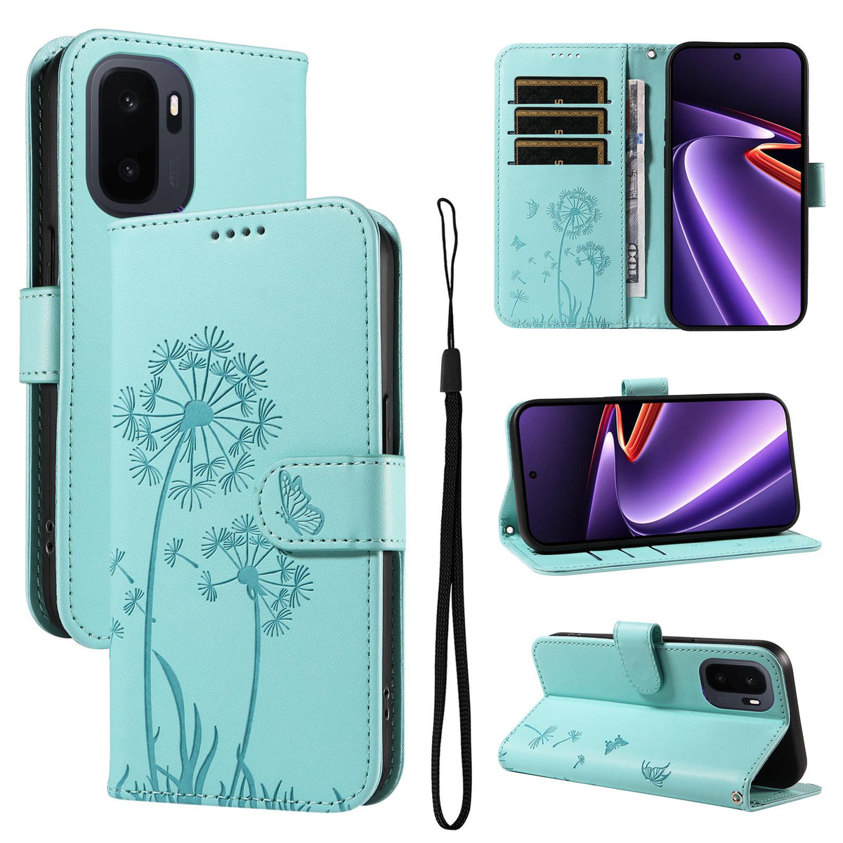 For OnePlus Ace 6 Ultra Dandelion Embossed Pattern Flip Leather Phone Case - Green - EDA007693207A