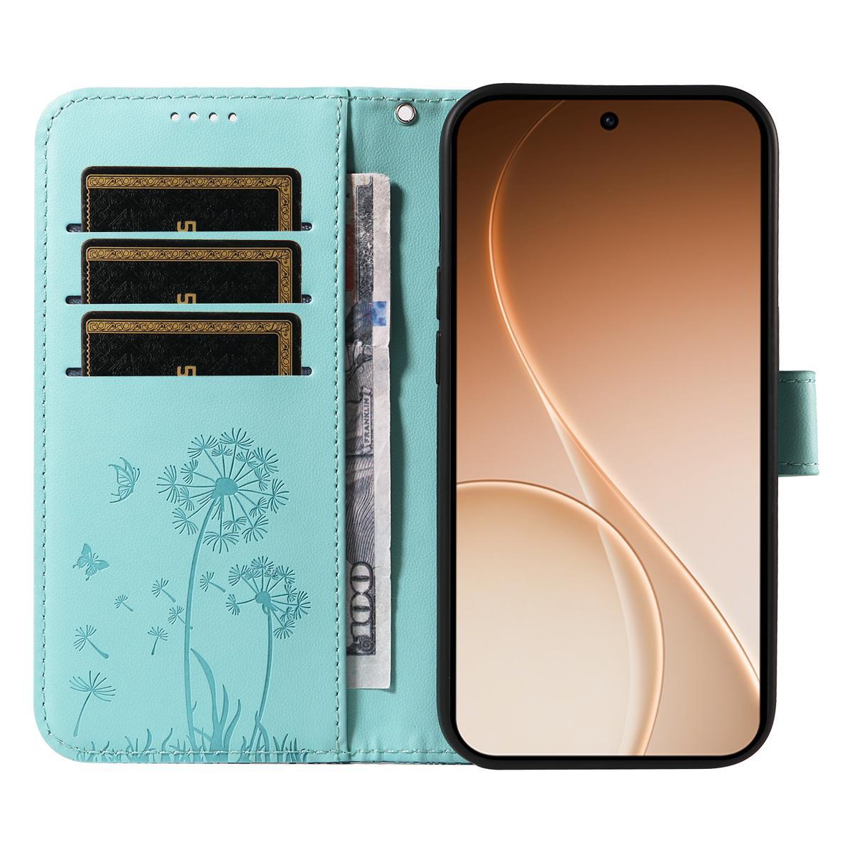 For OnePlus Ace 6 Ultra Dandelion Embossed Pattern Flip Leather Phone Case - Green - EDA007693207A
