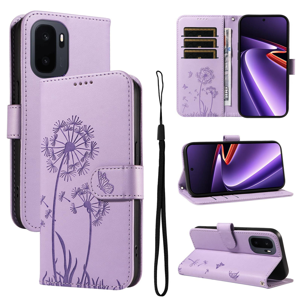 For OnePlus Ace 6 Ultra Dandelion Embossed Pattern Flip Leather Phone Case - Purple - EDA007693207C