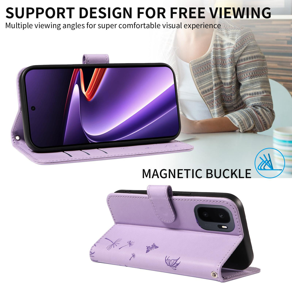 For OnePlus Ace 6 Ultra Dandelion Embossed Pattern Flip Leather Phone Case - Purple - EDA007693207C