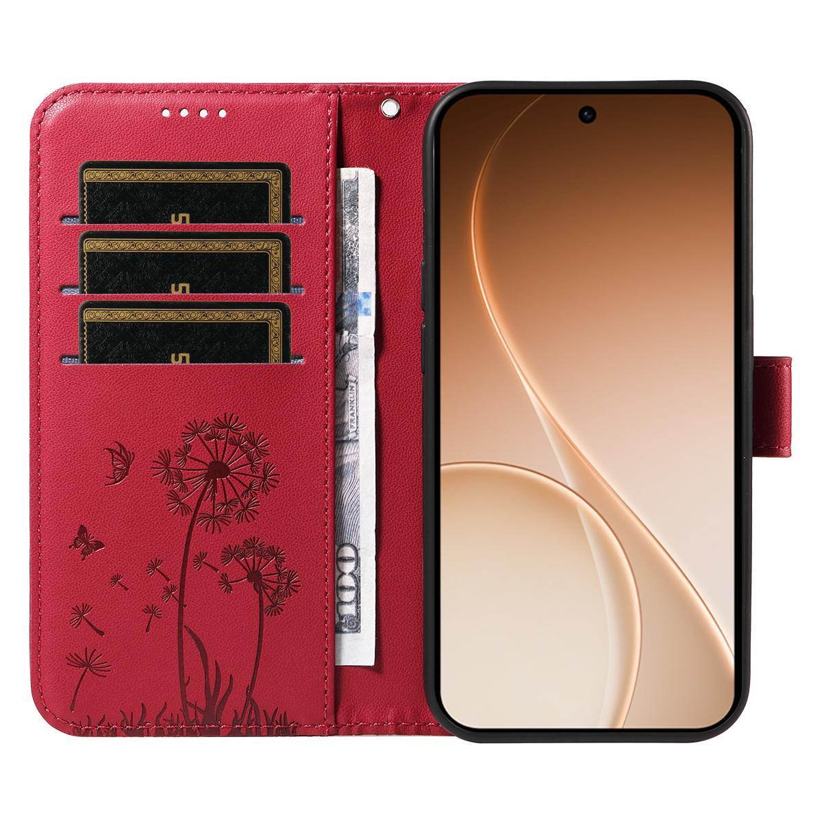 For OnePlus Ace 6 Ultra Dandelion Embossed Pattern Flip Leather Phone Case - Red - EDA007693207D