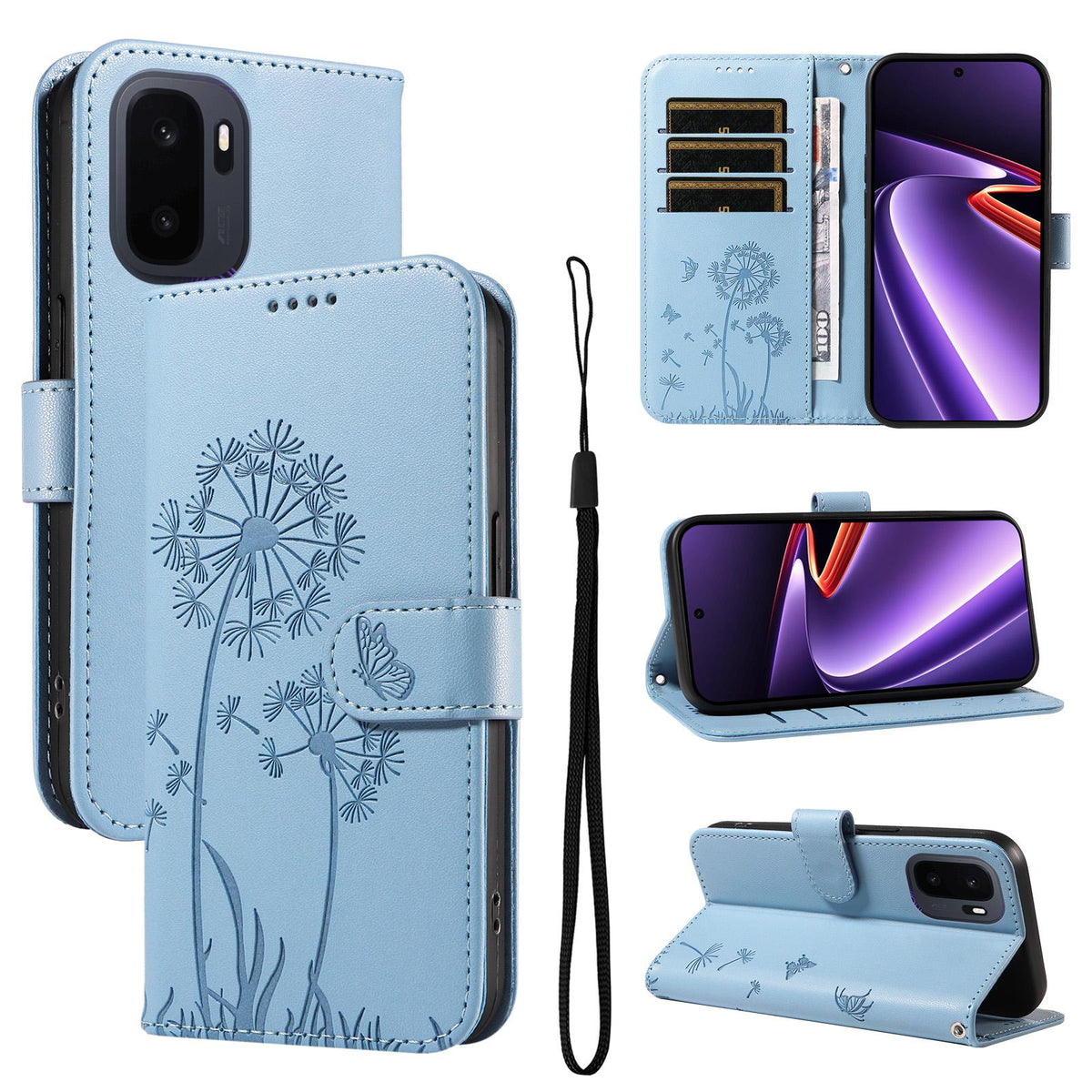 For OnePlus Ace 6 Ultra Dandelion Embossed Pattern Flip Leather Phone Case - Sky Blue - EDA007693207F