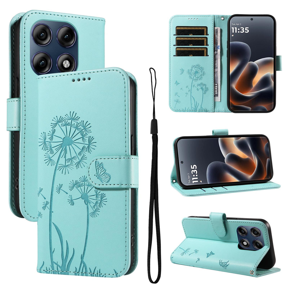 For Motorola Edge 70 Pro 5G Dandelion Embossed Pattern Flip Leather Phone Case - Green - EDA007693310A