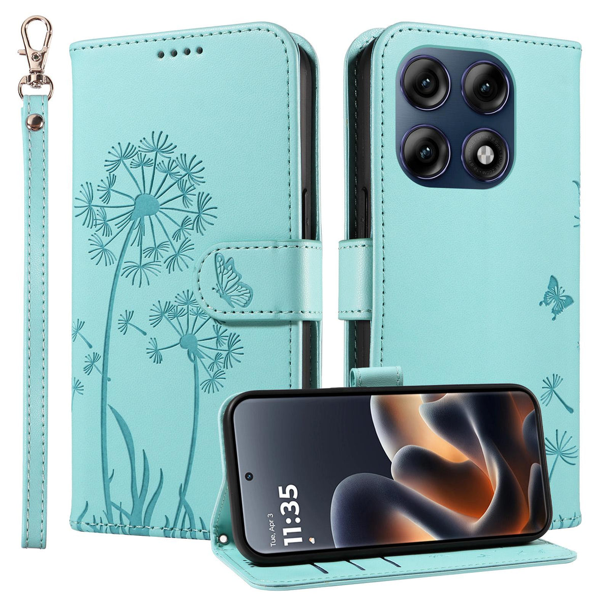For Motorola Edge 70 Pro 5G Dandelion Embossed Pattern Flip Leather Phone Case - Green - EDA007693310A
