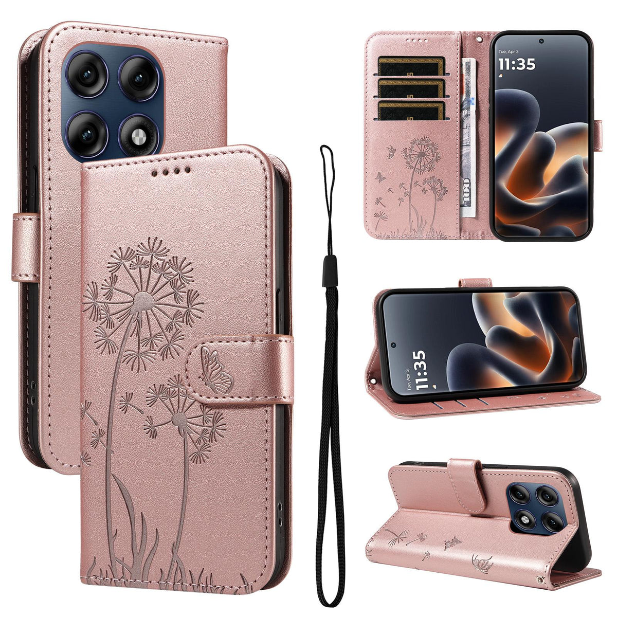 For Motorola Edge 70 Pro 5G Dandelion Embossed Pattern Flip Leather Phone Case - Rose Gold - EDA007693310B