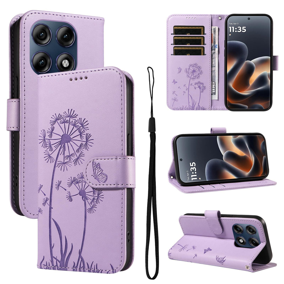 For Motorola Edge 70 Pro 5G Dandelion Embossed Pattern Flip Leather Phone Case - Purple - EDA007693310C