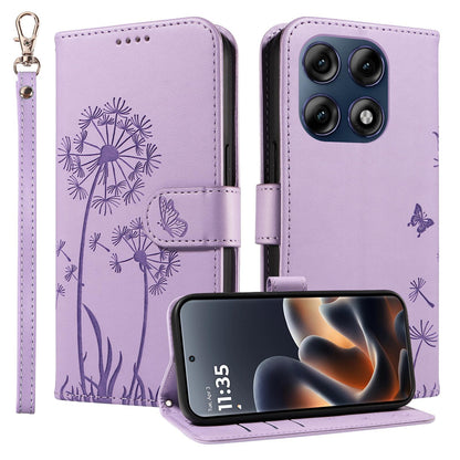 For Motorola Edge 70 Pro 5G Dandelion Embossed Pattern Flip Leather Phone Case - Purple - EDA007693310C