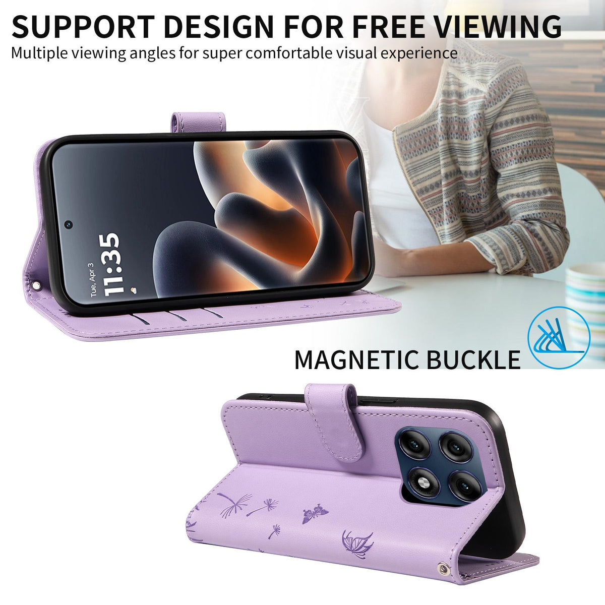 For Motorola Edge 70 Pro 5G Dandelion Embossed Pattern Flip Leather Phone Case - Purple - EDA007693310C