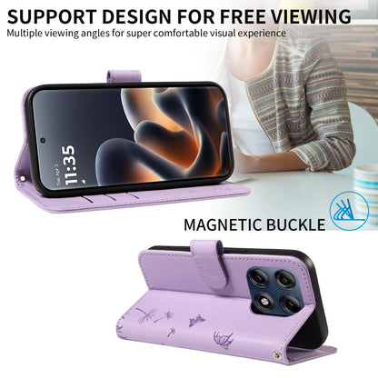 For Motorola Edge 70 Pro 5G Dandelion Embossed Pattern Flip Leather Phone Case - Purple - EDA007693310C