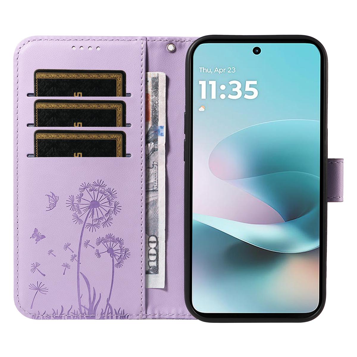 For Motorola Edge 70 Pro 5G Dandelion Embossed Pattern Flip Leather Phone Case - Purple - EDA007693310C