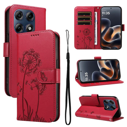 For Motorola Edge 70 Pro 5G Dandelion Embossed Pattern Flip Leather Phone Case - Red - EDA007693310D