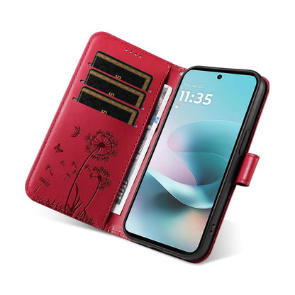 For Motorola Edge 70 Pro 5G Dandelion Embossed Pattern Flip Leather Phone Case - Red - EDA007693310D