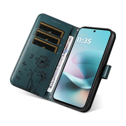 For Motorola Edge 70 Pro 5G Dandelion Embossed Pattern Flip Leather Phone Case - Blue - EDA007693310E