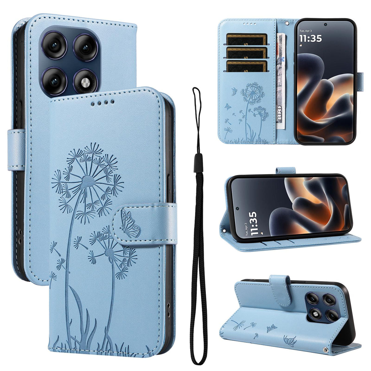 For Motorola Edge 70 Pro 5G Dandelion Embossed Pattern Flip Leather Phone Case - Sky Blue - EDA007693310F