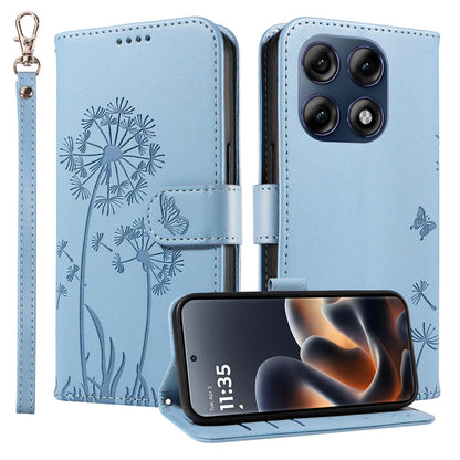 For Motorola Edge 70 Pro 5G Dandelion Embossed Pattern Flip Leather Phone Case - Sky Blue - EDA007693310F