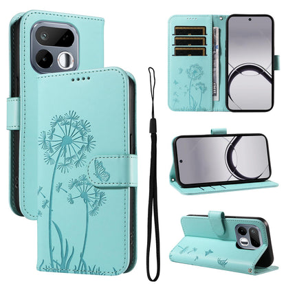 For Realme 16T 5G Dandelion Embossed Pattern Flip Leather Phone Case - Green - EDA007693609A