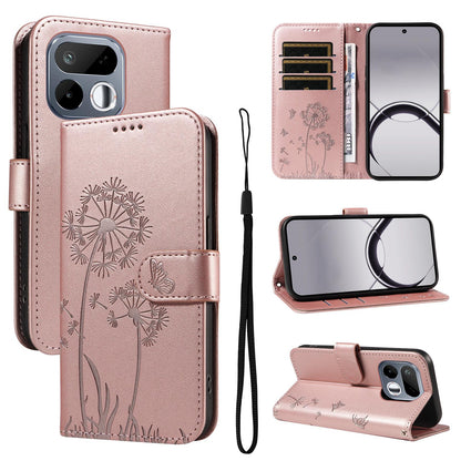For Realme 16T 5G Dandelion Embossed Pattern Flip Leather Phone Case - Rose Gold - EDA007693609B