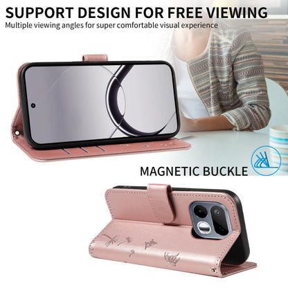 For Realme 16T 5G Dandelion Embossed Pattern Flip Leather Phone Case - Rose Gold - EDA007693609B