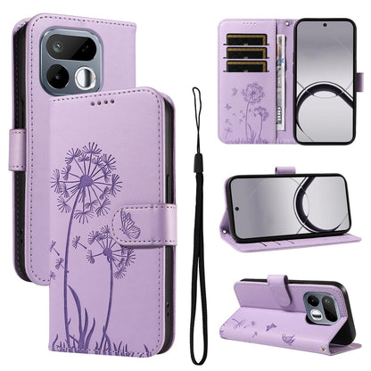 For Realme 16T 5G Dandelion Embossed Pattern Flip Leather Phone Case - Purple - EDA007693609C