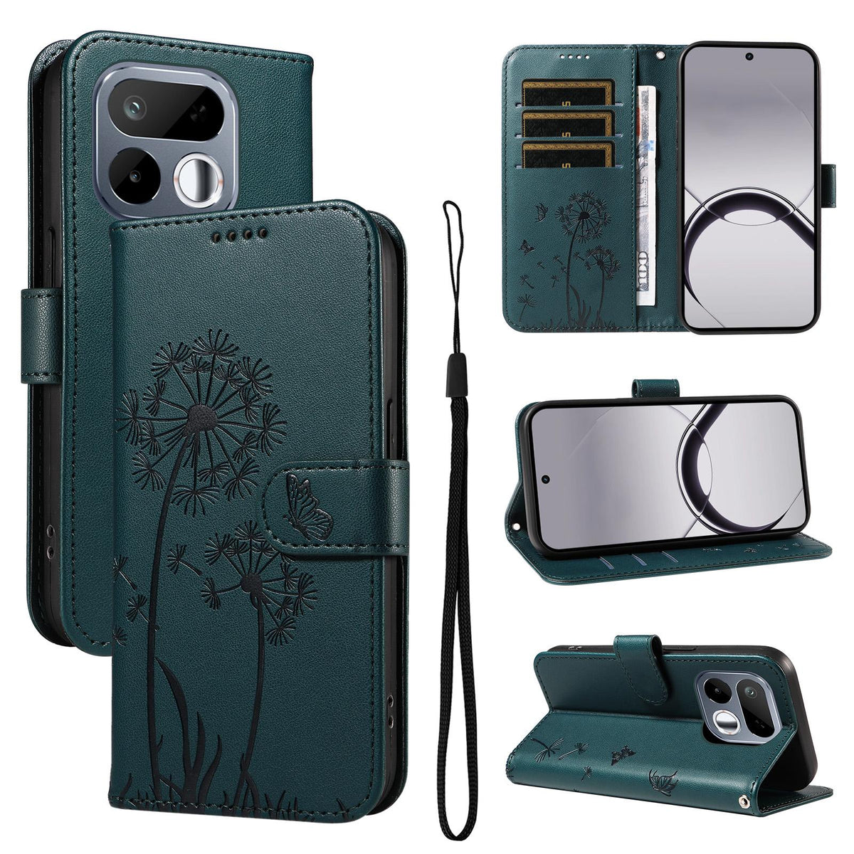 For Realme 16T 5G Dandelion Embossed Pattern Flip Leather Phone Case - Blue - EDA007693609E
