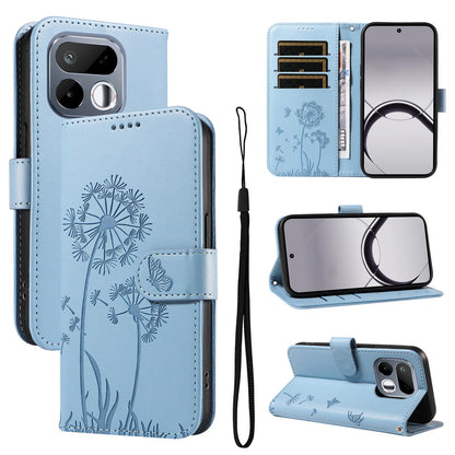 For Realme 16T 5G Dandelion Embossed Pattern Flip Leather Phone Case - Sky Blue - EDA007693609F