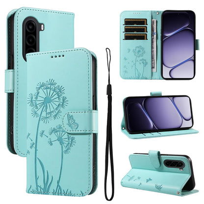 For Realme P4x 5G Dandelion Embossed Pattern Flip Leather Phone Case - Green - EDA007693610A