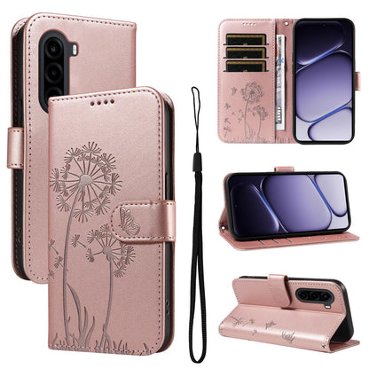 For Realme P4x 5G Dandelion Embossed Pattern Flip Leather Phone Case - Rose Gold - EDA007693610B