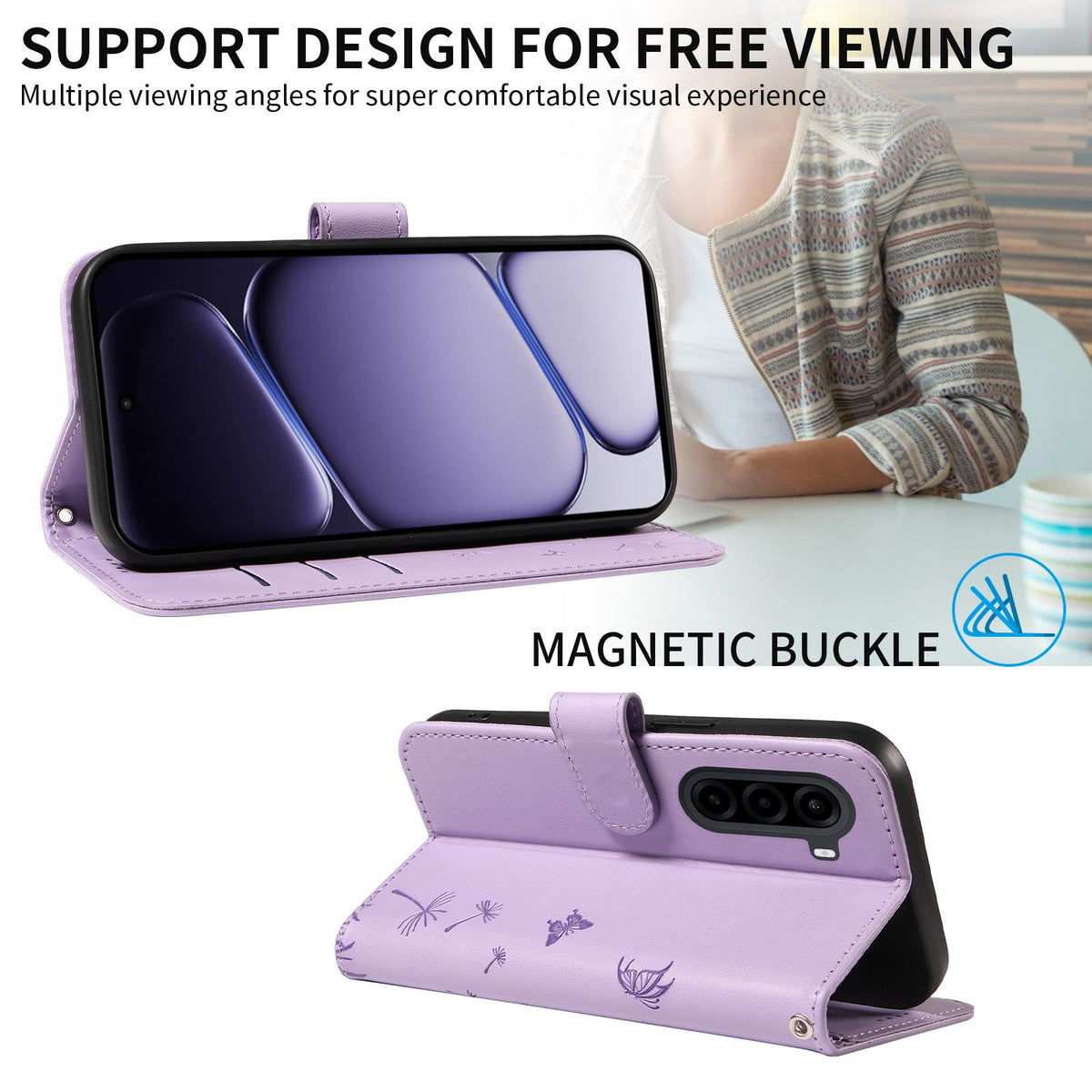 For Realme P4x 5G Dandelion Embossed Pattern Flip Leather Phone Case - Purple - EDA007693610C