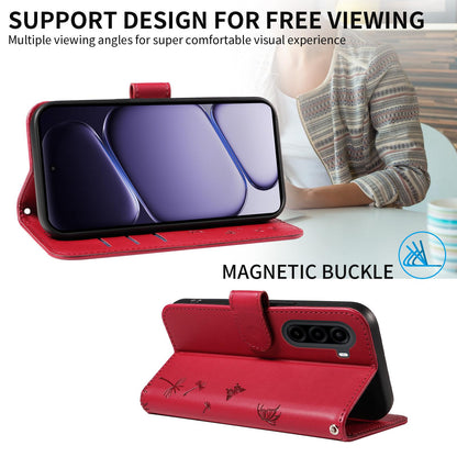 For Realme P4x 5G Dandelion Embossed Pattern Flip Leather Phone Case - Red - EDA007693610D