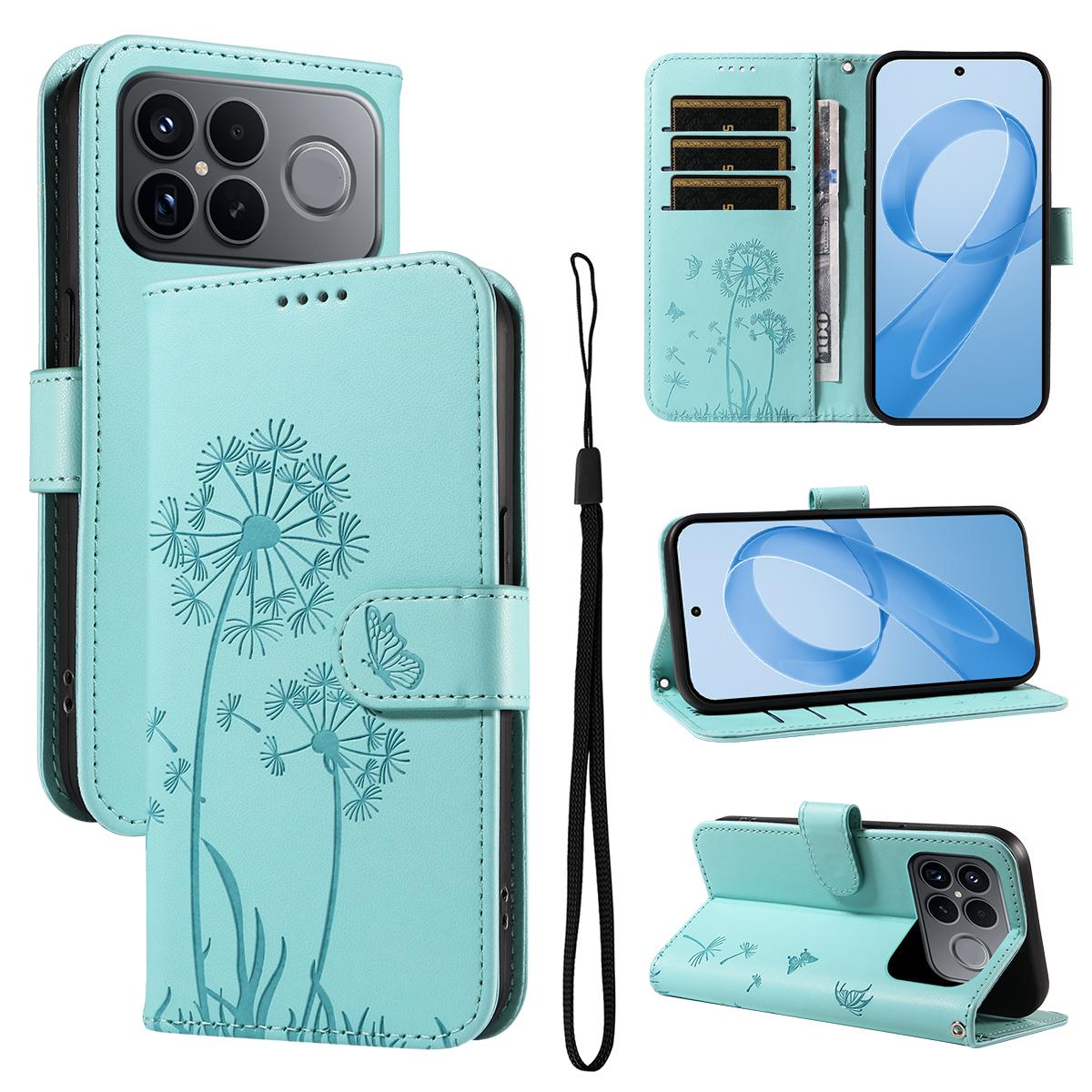 For Redmi K90 Pro Max/Poco F8 Ultra Dandelion Embossed Pattern Flip Leather Phone Case(Green)