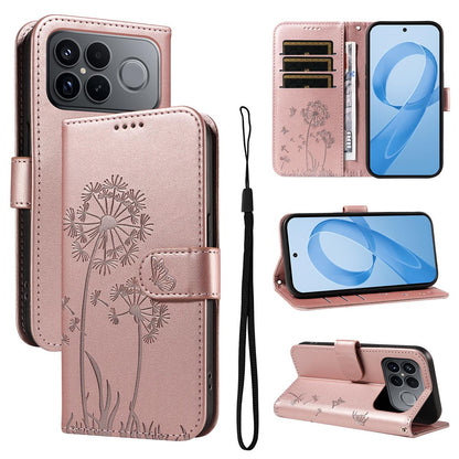 For Redmi K90 Pro Max/Poco F8 Ultra Dandelion Embossed Pattern Flip Leather Phone Case(Rose Gold)