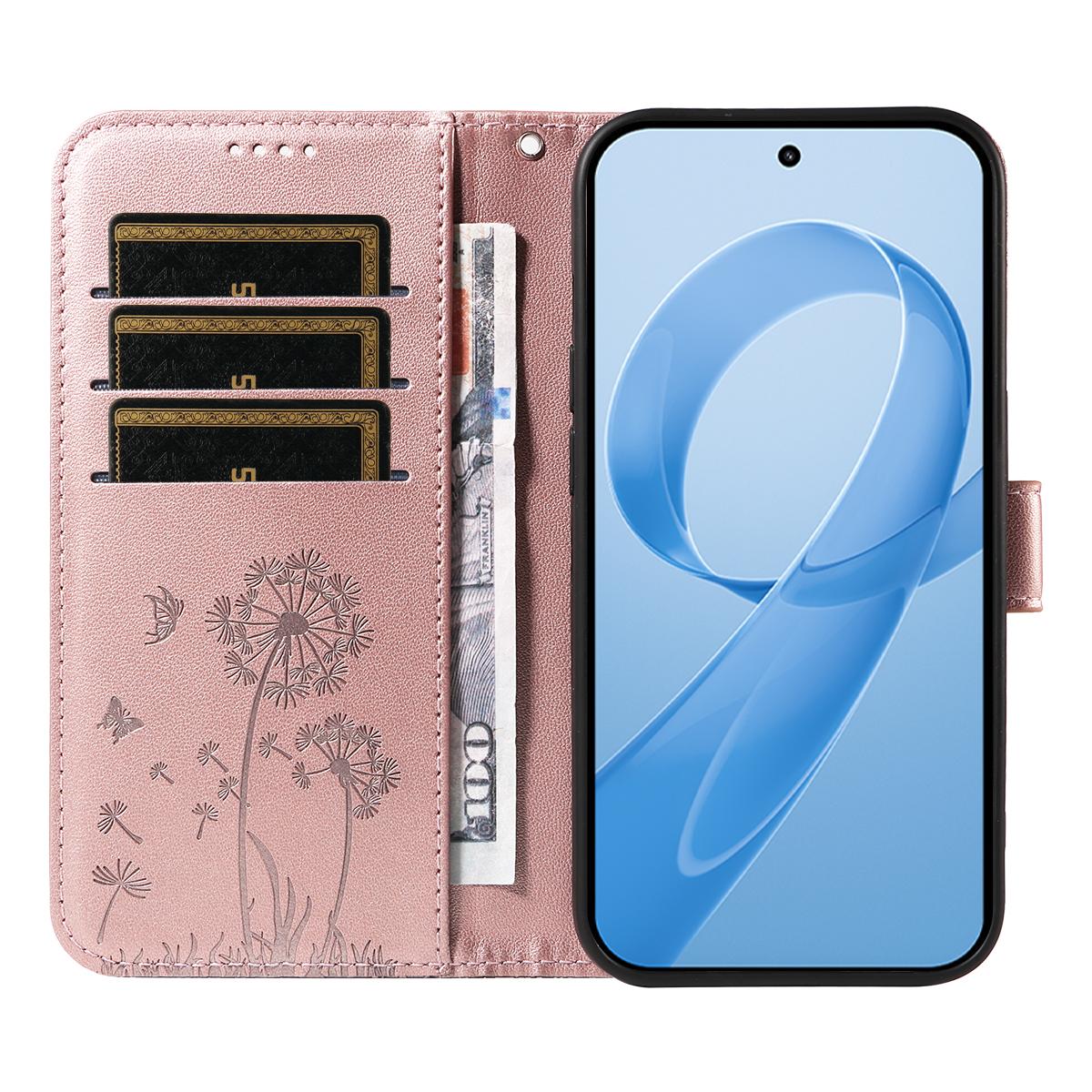 For Redmi K90 Pro Max/Poco F8 Ultra Dandelion Embossed Pattern Flip Leather Phone Case(Rose Gold)