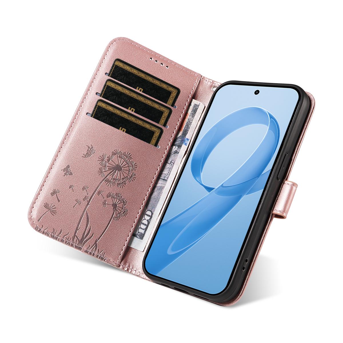 For Redmi K90 Pro Max/Poco F8 Ultra Dandelion Embossed Pattern Flip Leather Phone Case(Rose Gold)