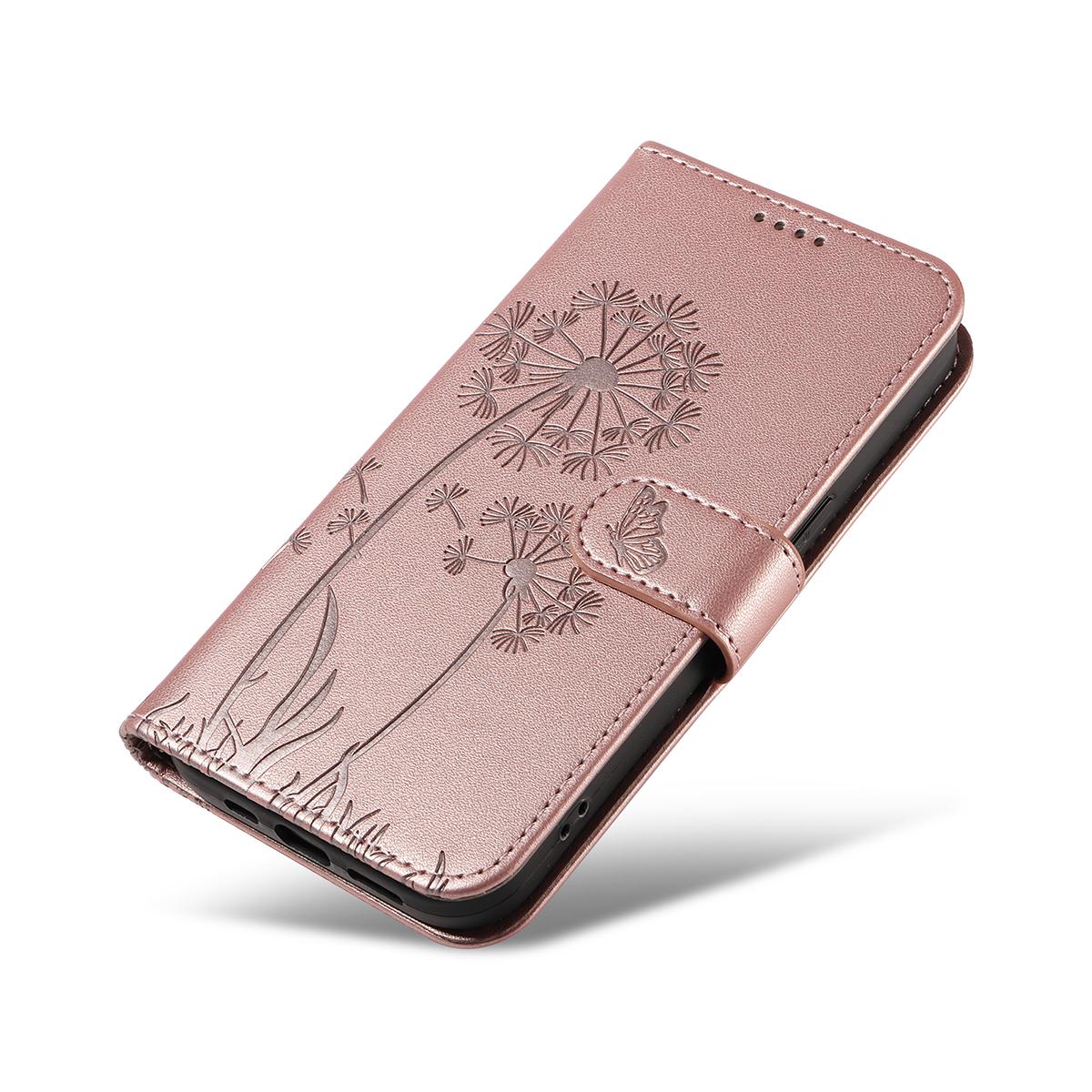 For Redmi K90 Pro Max/Poco F8 Ultra Dandelion Embossed Pattern Flip Leather Phone Case(Rose Gold)