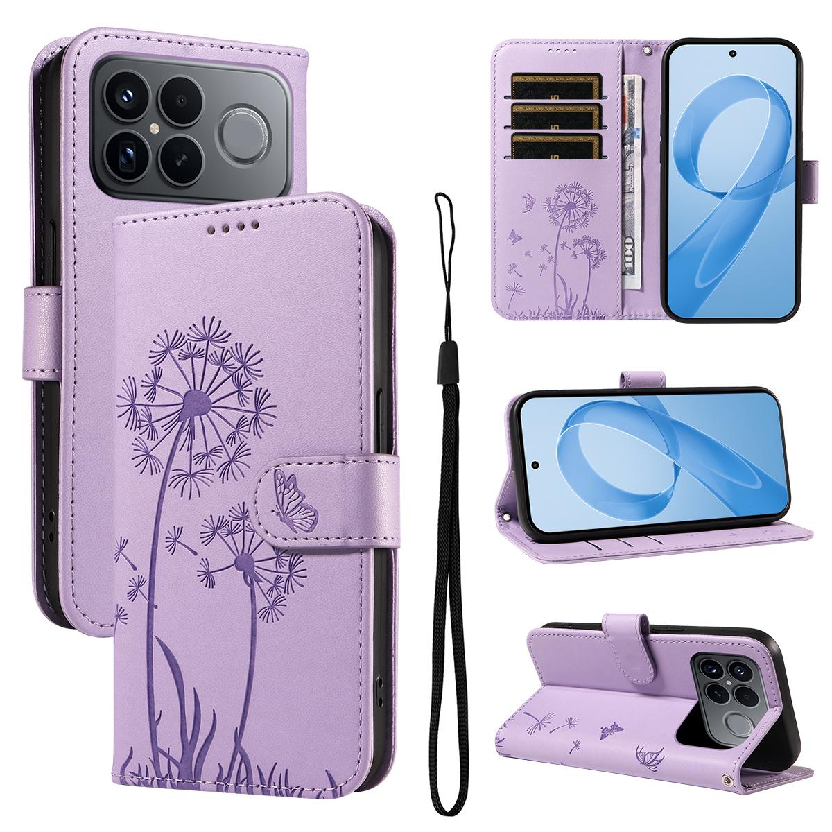 For Redmi K90 Pro Max/Poco F8 Ultra Dandelion Embossed Pattern Flip Leather Phone Case(Purple)